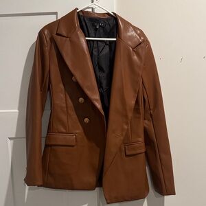 Brown Faux Leather Blazer